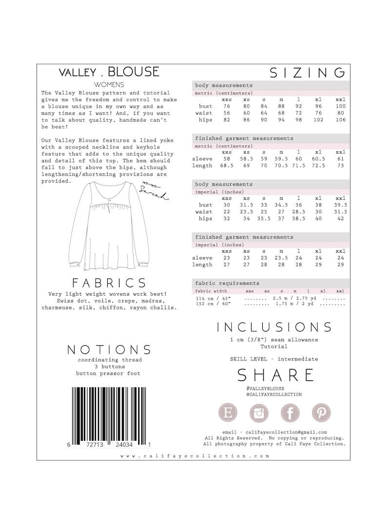 Valley Blouse PDF Instant Download womens image 5