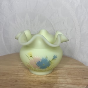 Fenton Custard Uranium Glass Vase Hand Painted - Etsy