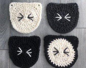 Crochet Cat Coasters - Set of 4