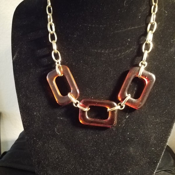 Faux Tortoise Shell Necklace 18 inches with a 3 inch extension