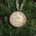 Rustic Christmas Ornament, Reclaimed Sassafras Tree Branch Slice with Gold Reindeer