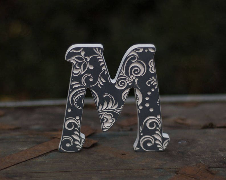 Letter M Wall Decor Lettering Wood Signs Last Name Black Letters Wooden Hanger Family Monogram Initials Gift For Dad