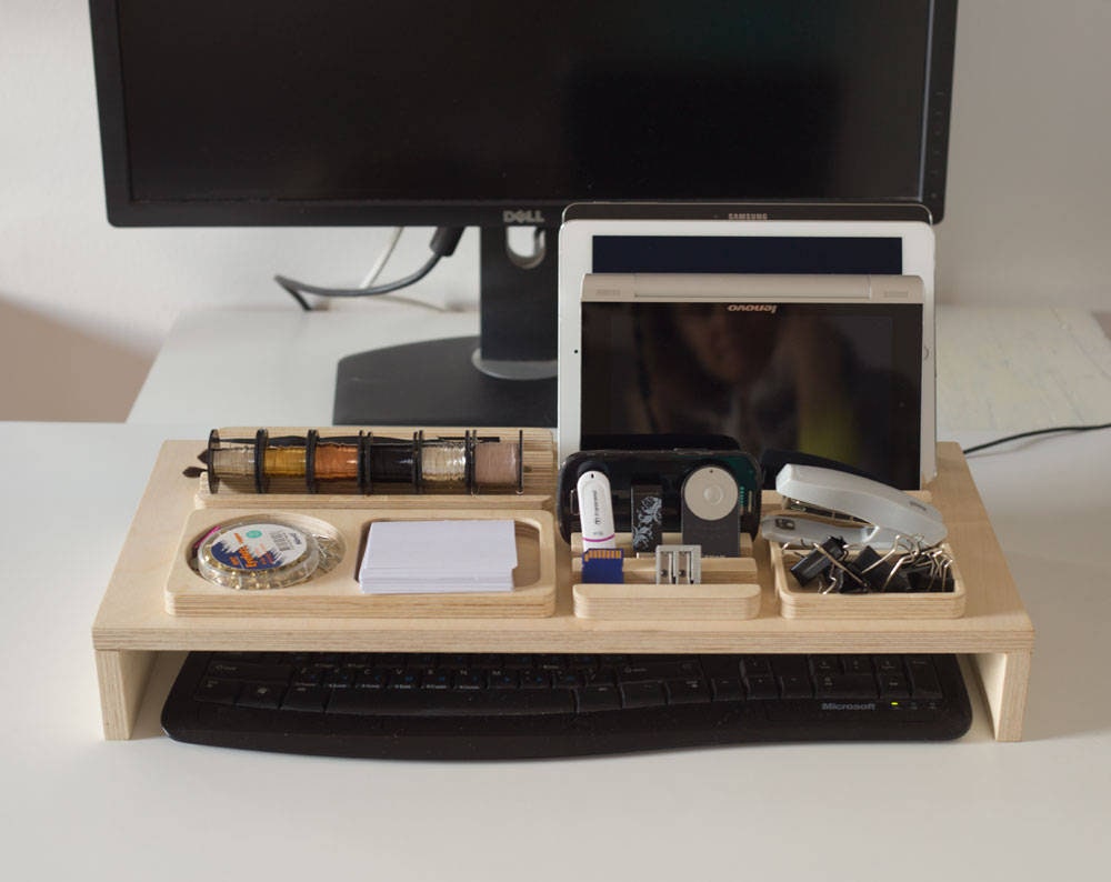 Mens business card holder Wood desk Homework organizer Home Etsy