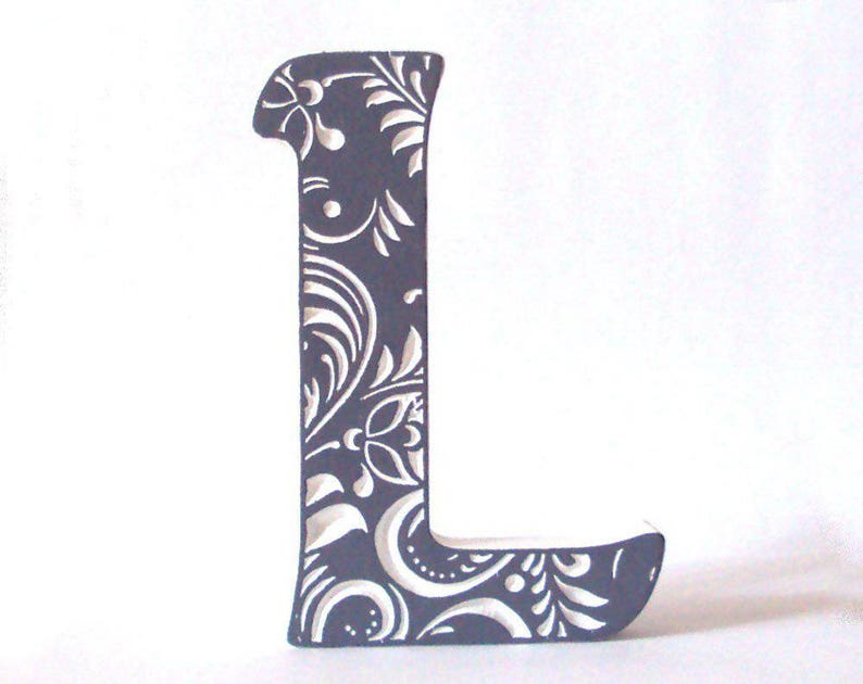 Block Letters Wood Floral Wooden Letter L Wall Decor for Etsy
