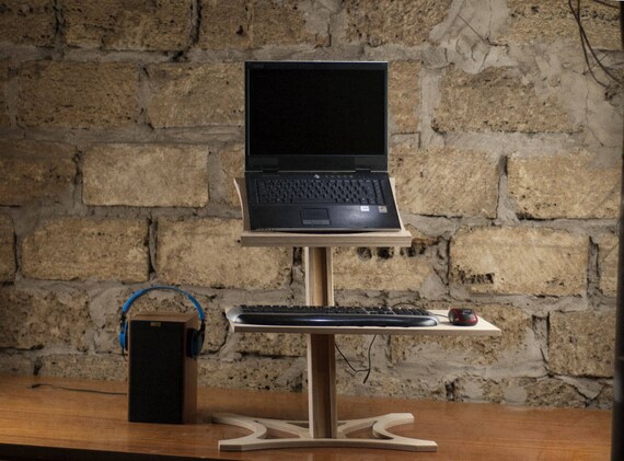 Wood Adjustable Laptop Stand Standing Desk Macbook Holder Etsy