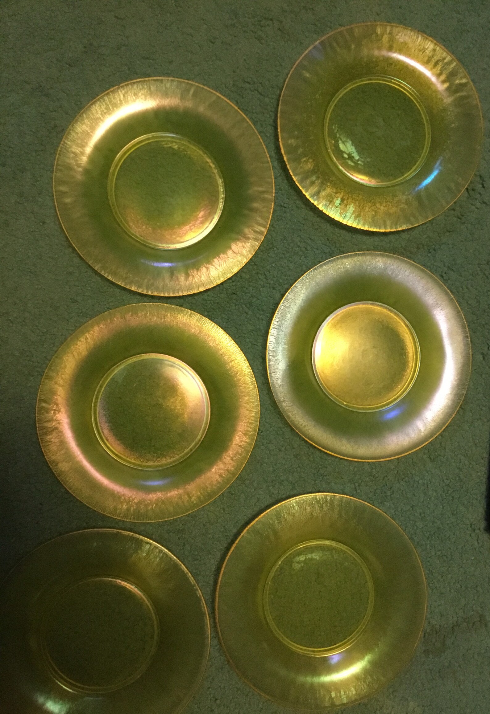Set of 6 Vintage 8 3/4 glass clear yellow plates with gold Etsy