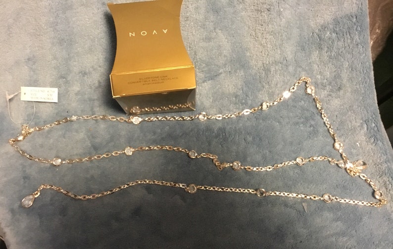 Size smallmedium Vintage Avon 1998 Silvertone link convertible belt necklace
