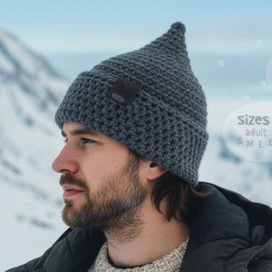 Patrón de gorro de duendecillo a crochet en PDF • Gorro de gnomo elfo puntiagudo • Unisex adulto • Hombres y mujeres
