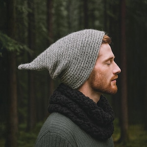 Cappello da gnomo a punta per uomo, donna e bambino / Cappello da fata lavorato a maglia e all'uncinetto / Berretto da elfo con o senza brillantini / Lana di alpaca