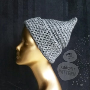 Crochet Pixie Hat Pattern PDF • Pointed Elf Gnome Hat • Adult Unisex • Men & Women