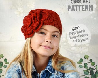 Flower Crochet Hat Pattern PDF • Baby & Toddler Beanie • Newborn–5 Years