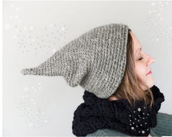 Gebreide puntige kaboutermuts met glitters of effen | Beanie Fairy Elf | Baby, peuter, kinderen en volwassenen | Handgemaakte alpaca merinohoed