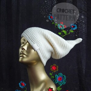 Crochet Pixie Hat Pattern, DIY Christmas Gnome Hat Pattern, Funny Hat Pattern, Slouchy Hat Pattern, Elf Pattern, Raised Top Hat Pattern image 16