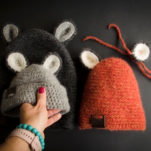 Handmade Alpaca Wolf or Fox Knit Hat with Ears
