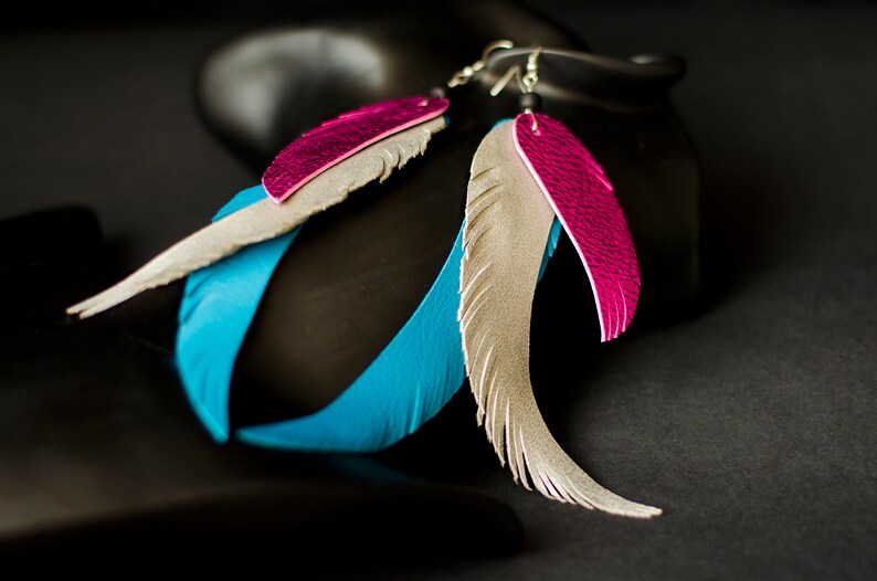 Download Leather feather earrings SVG DIY earrings template vector ...