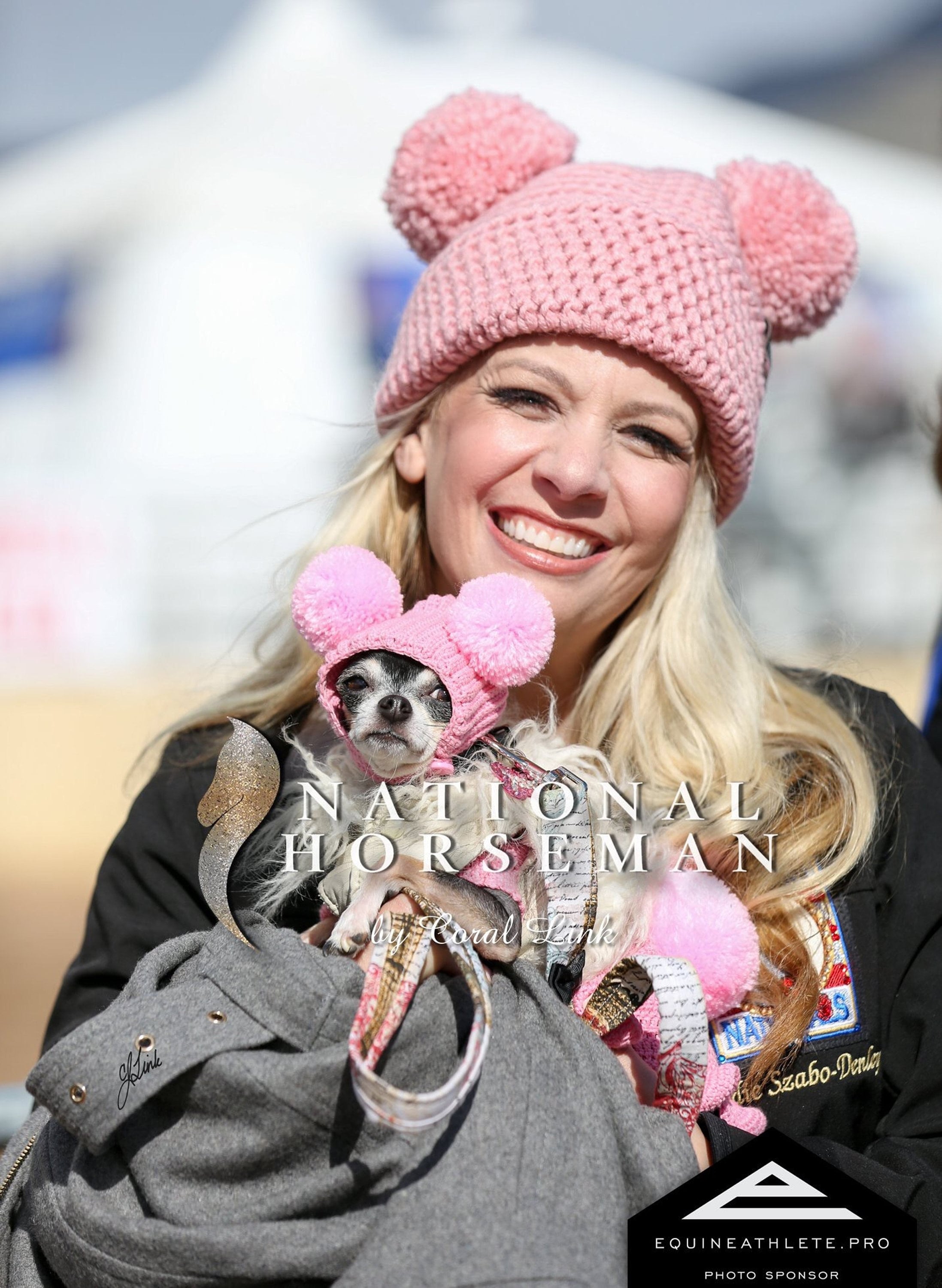 double pom pom beanie pink