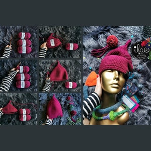 Crochet Pixie Hat Pattern, DIY Christmas Gnome Hat Pattern, Funny Hat Pattern, Slouchy Hat Pattern, Elf Pattern, Raised Top Hat Pattern image 12