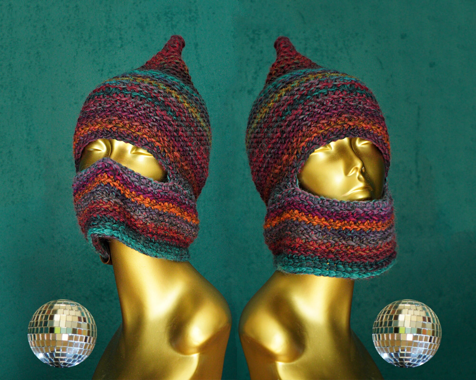 Face Covering Mask Hat Pointy Knitted 
