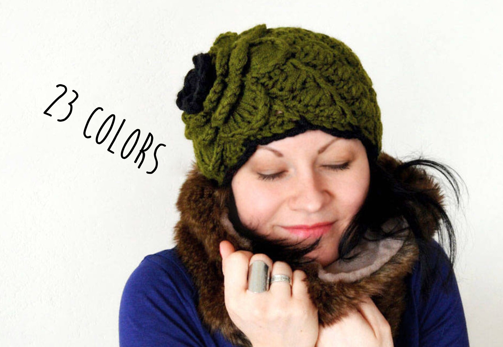 womens knit hats with flowers