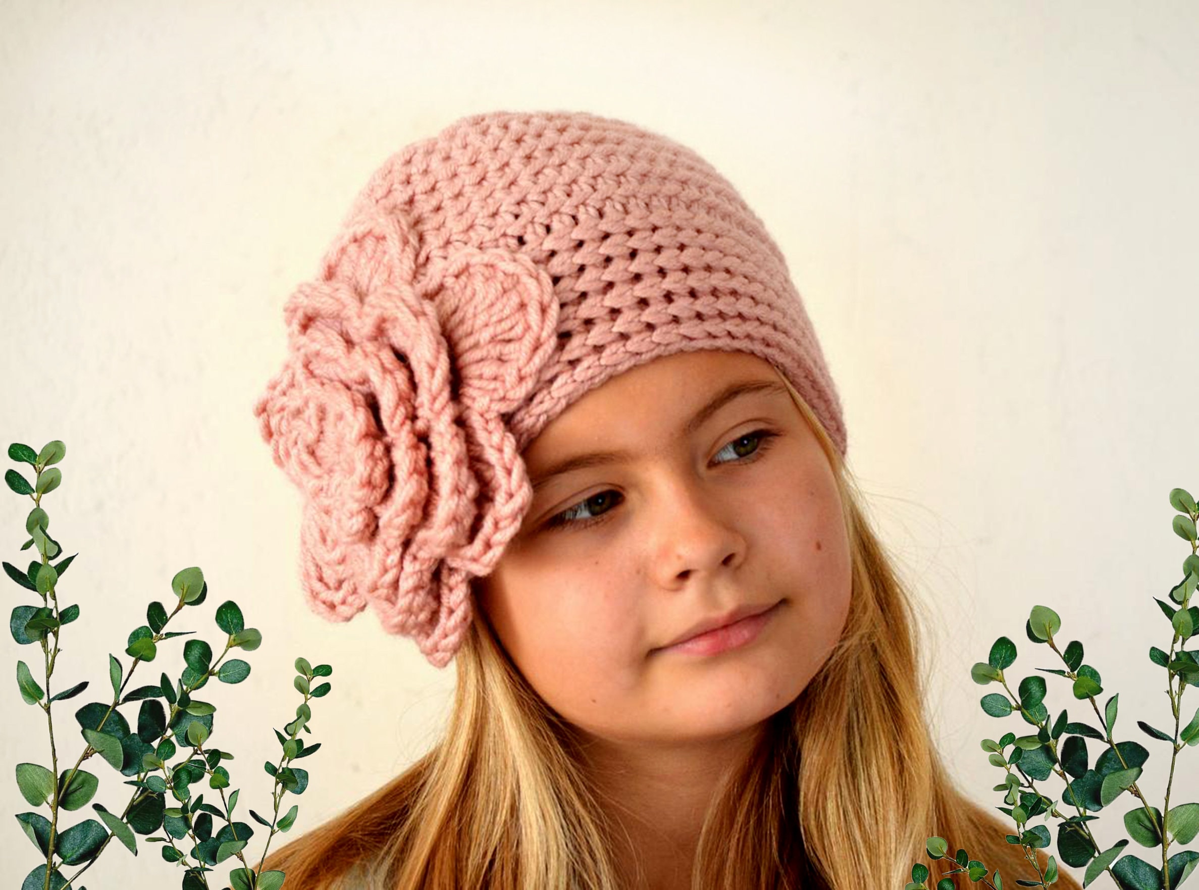 Chunky Knitted Flower Beanie Hat With BIG Flower 1920s - Etsy