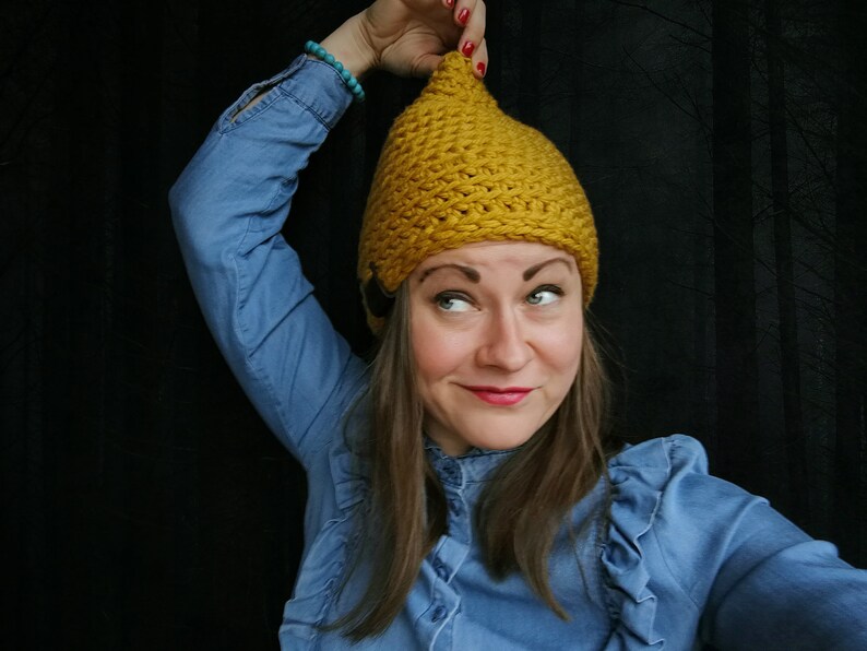Chunky Knitted Pointy Hat Raised Top Hat Woodland Elf Pixie Etsy
