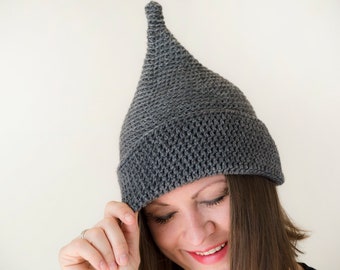 Pointy Pixies beanie, knitted  ELF FAIRY hat, Christmas gnome hat, merino wool hat, funny winter hat, elf costume, grey hat, Peter Pan hat