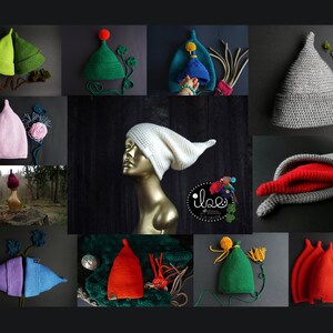 Crochet Pixie Hat Pattern, DIY Christmas Gnome Hat Pattern, Funny Hat Pattern, Slouchy Hat Pattern, Elf Pattern, Raised Top Hat Pattern image 5