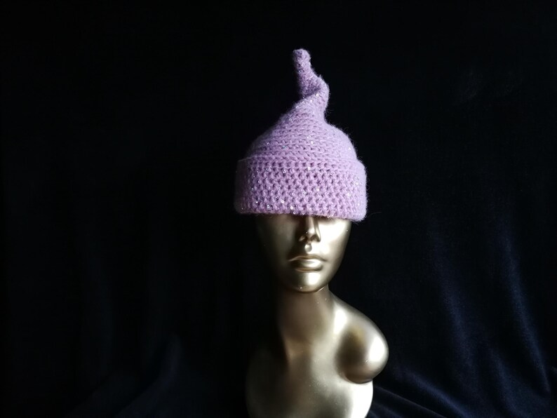 Gebreide puntige kaboutermuts met glitters of effen | Beanie Fairy & Elf | Baby, peuter, volwassen kinderen | Handgemaakte alpaca merinohoed afbeelding 11