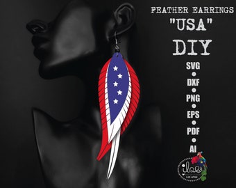 American flag SVG earrings, Patriotic svg, July 4th svg, American girl cricut svg, Independence day glowforge lasercut svg files dxf png