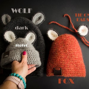 Fox costume hat, Wof costume hat, wolf kids hat with ears, foxy hat for adult, mommy and me outfit, forest party hat, fox ears hat image 4