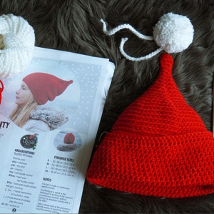 Crochet Pixie Hat Pattern, DIY Christmas Gnome Hat Pattern, Funny Hat Pattern, Slouchy Hat Pattern, Elf Pattern, Raised Top Hat Pattern image 2