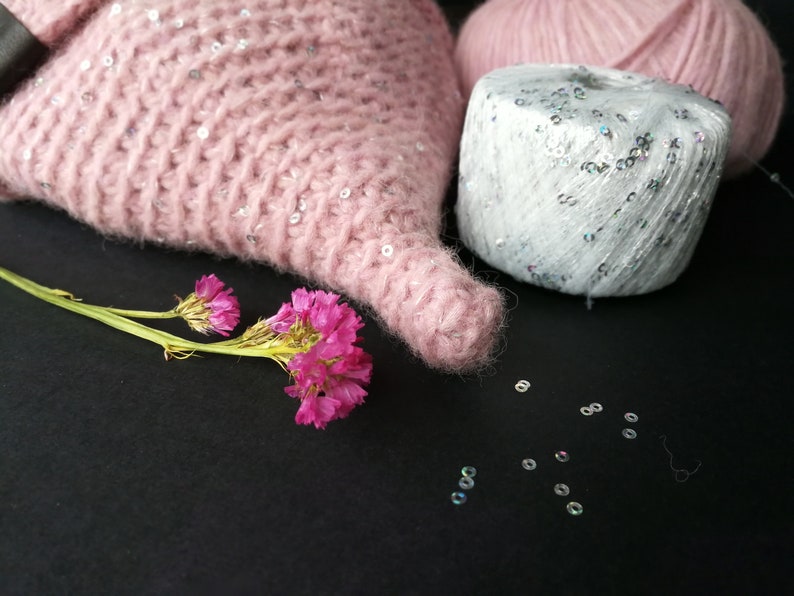 Gebreide puntige kaboutermuts met glitters of effen | Beanie Fairy & Elf | Baby, peuter, volwassen kinderen | Handgemaakte alpaca merinohoed afbeelding 10