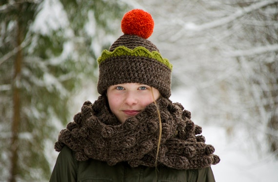 Crown Hat FOREST QUEEN Chunky Knitted 