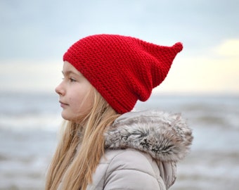 Puntige pixiehoed voor kinderen en volwassenen – elfenkostuumhoed, kabouterkerstmuts, zachte merinowol