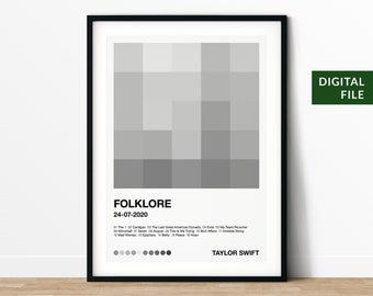 Taylor Swift Folklore Album Art Printable Download Digital Wall Art Home Decor Music Art 5x5 Pixel Art