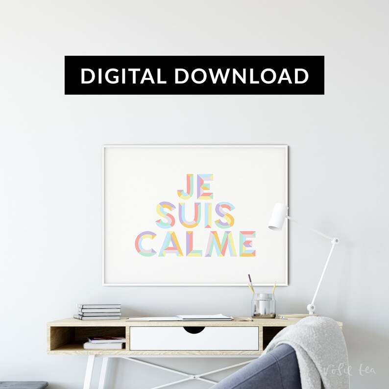 Je Suis Calme Print Handlettered Typography Print French | Etsy