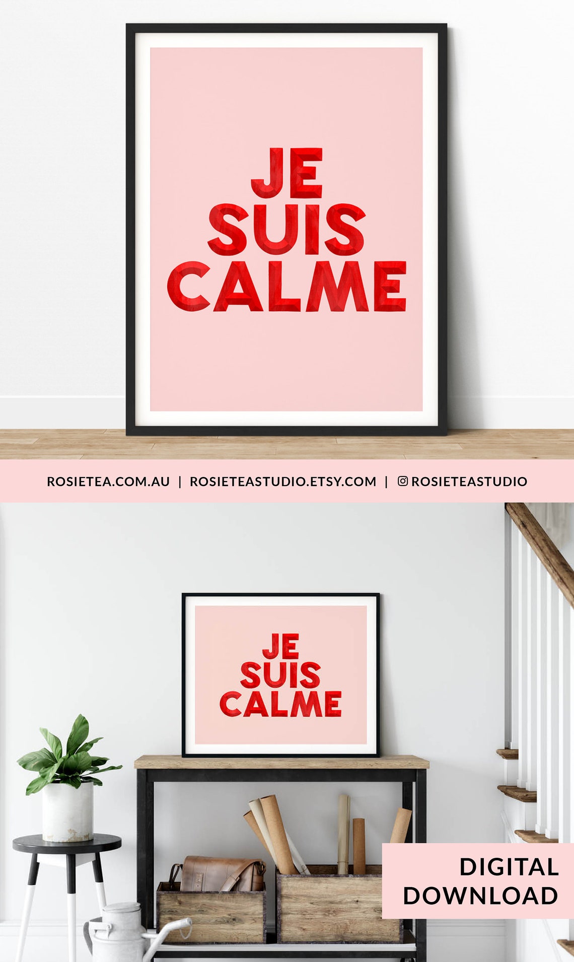 Je Suis Calme Print Hand Lettered Typography Print Home | Etsy