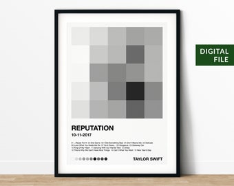 Taylor Swift Reputation Album Art Printable Download Digital Wall Art Home Decor Music Art 5x5 Pixel Art