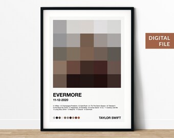 Taylor Swift Evermore Album Art Printable Download Digital Wall Art Home Decor Music Art 5x5 Pixel Art