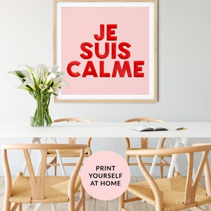 Je Suis Calme Print, Hand Lettered Typography Print, Home Decor, French, Digital Download, I Am Calm, Pink, Red, Taylor Swift, Je Suis Calme image 8