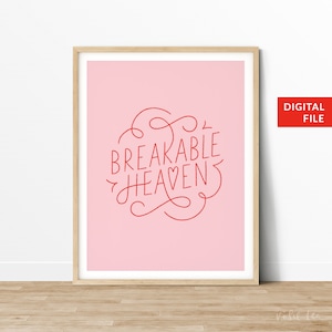 Cruel Summer, Taylor Swift Poster Breakable Heaven Swiftie, Downloadable Print, Hand Lettered Typography Wall Art image 1