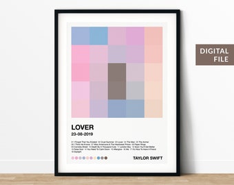 Taylor Swift Lover Album Art Printable Download Digital Wall Art Home Decor Music Art 5x5 Pixel Art