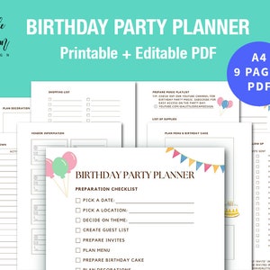 Birthday Party Planner Printable Birthday Budget Planner PDF Digital Download Birthday Party Checklist Printable To Do List Birthday Party