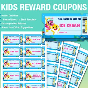 Kids Reward Coupons Printable Reward Tickets Editierbare Homeschool Reward Card für Kinder Printable