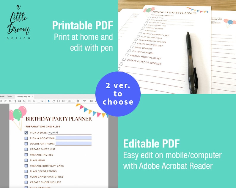 Birthday Party Planner Printable Birthday Budget Planner PDF Digital ...