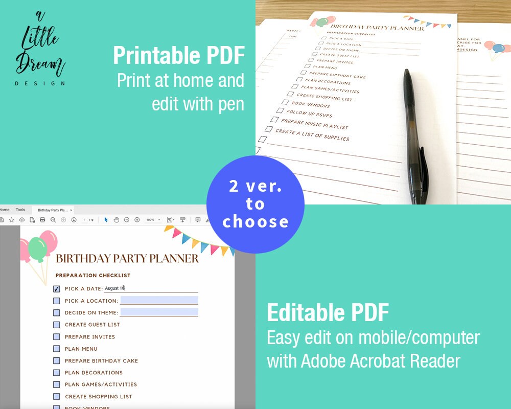 Birthday Party Planner Printable Birthday Budget Planner PDF Digital ...