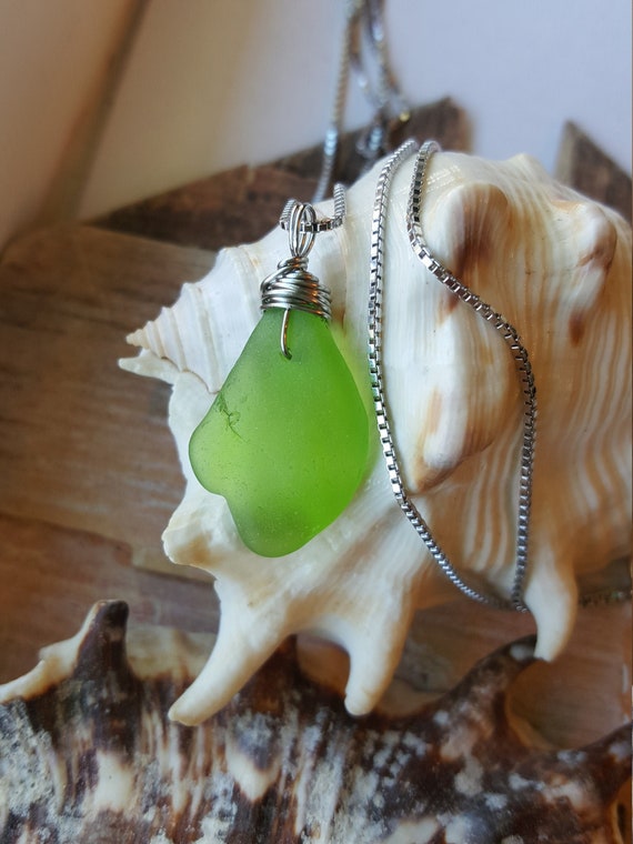 Sterling Silver Sea Glass Jewelry Necklace Genuine Surf - Etsy