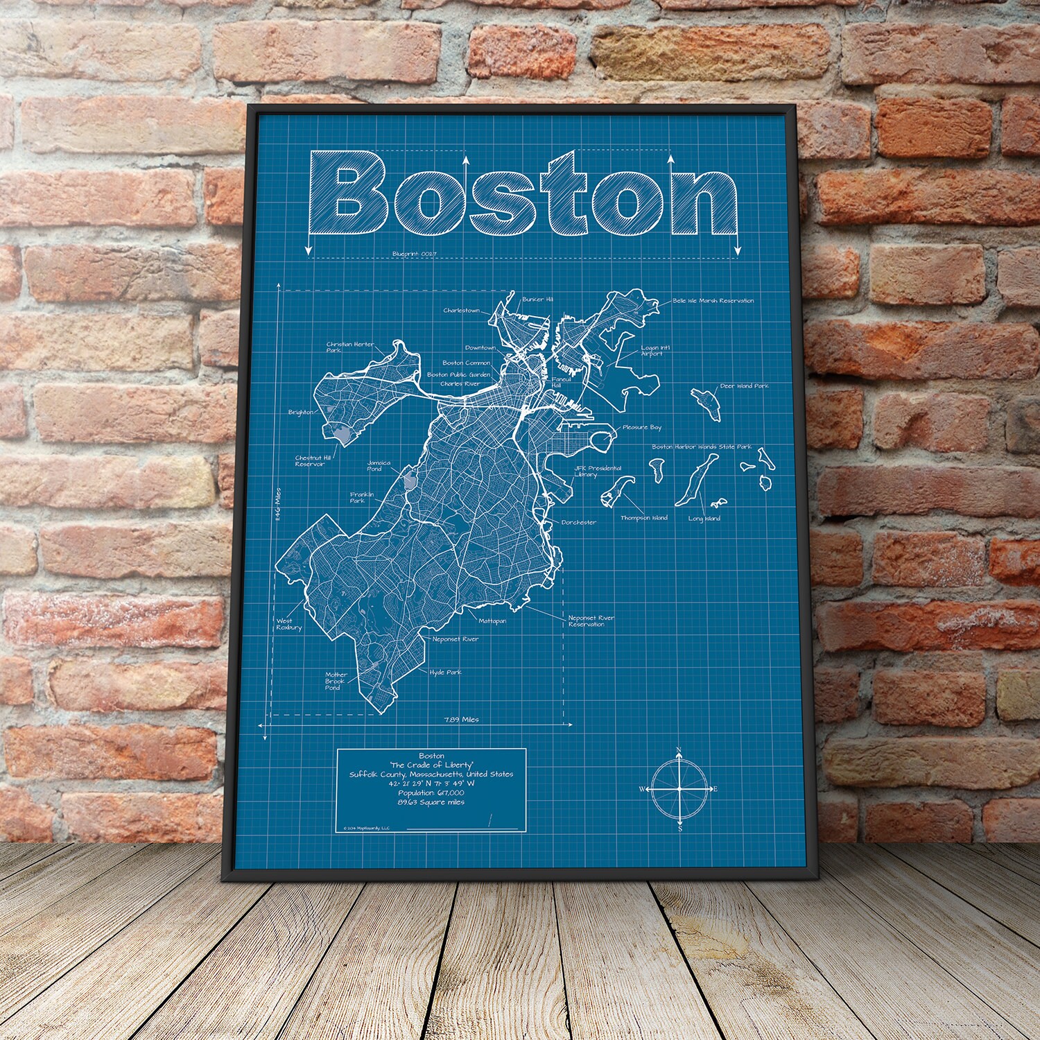 Boston Map / Original Artwork / Boston Map Art / Wall Art / Etsy