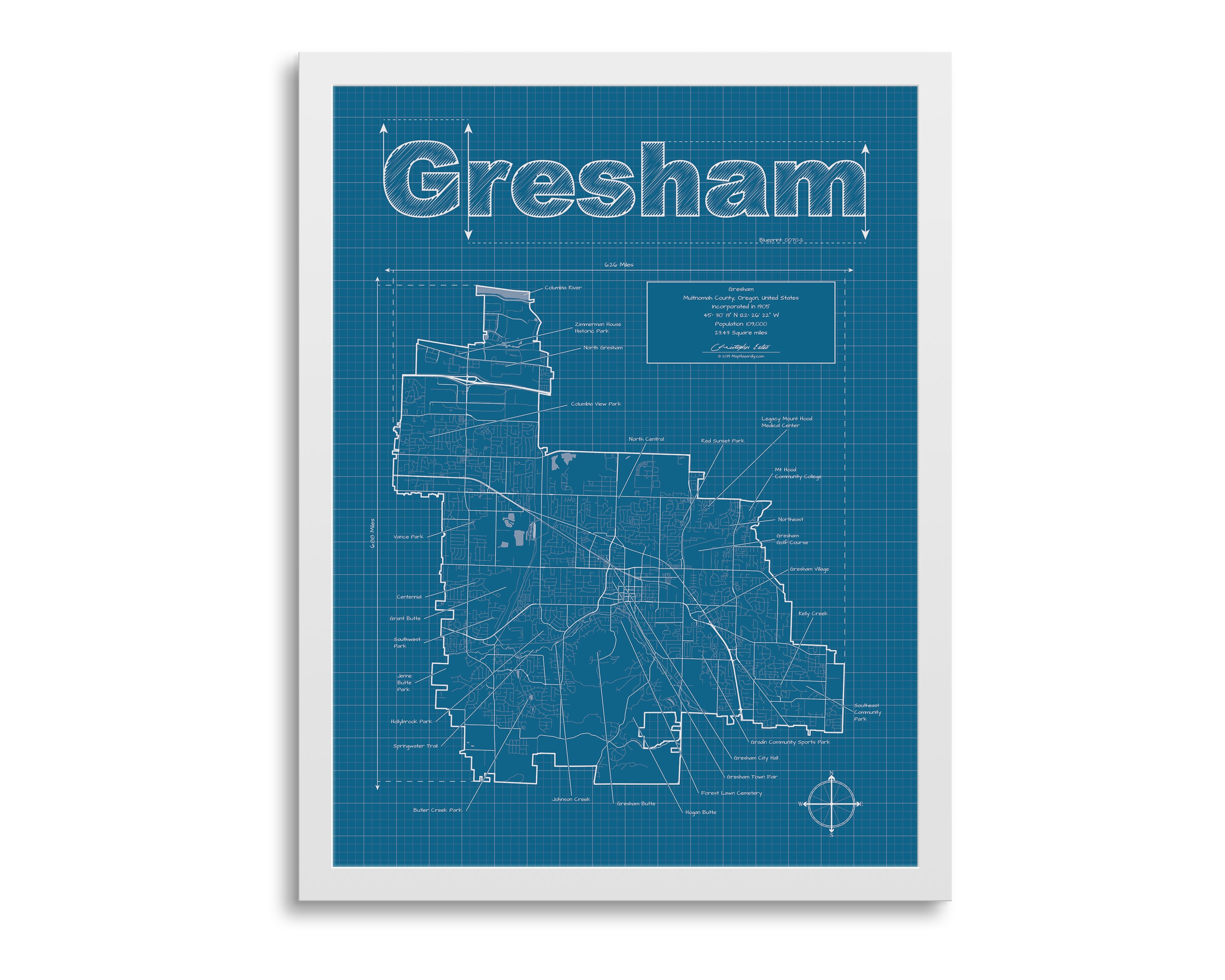 Gresham Oregon Map Gresham Street Map Gresham Wall Map Etsy