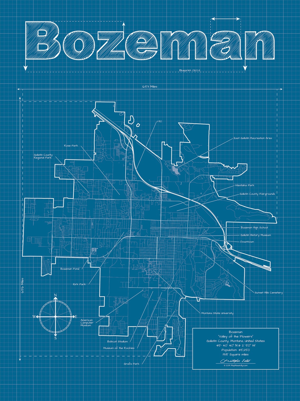 Bozeman Map Bozeman Street Map Bozeman Wall Map Bozeman | Etsy